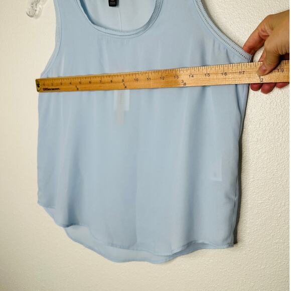 NWT Banana Republic Light Blue Picot Trim Semi Sheer Tank Top XSP - Picture 11 of 11